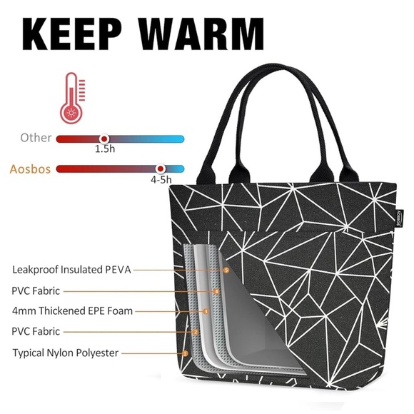 Chic Black Geometric Tote Bag - Picture 4 of 13